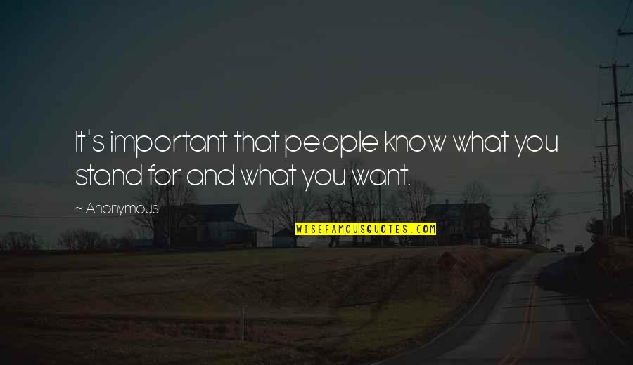 Frisky Relationships Quotes By Anonymous: It's important that people know what you stand