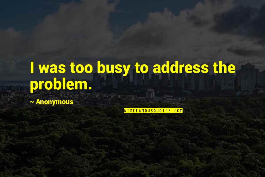 Fritzenmeier Quotes By Anonymous: I was too busy to address the problem.