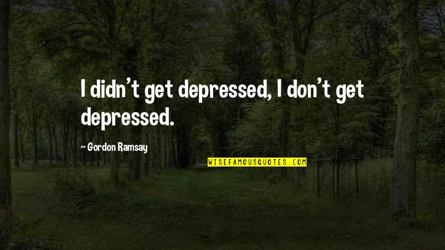 Fritzi Quotes By Gordon Ramsay: I didn't get depressed, I don't get depressed. Fritzi Quotes By Gordon Ramsay: I didn't get depressed, I don't get depressed.