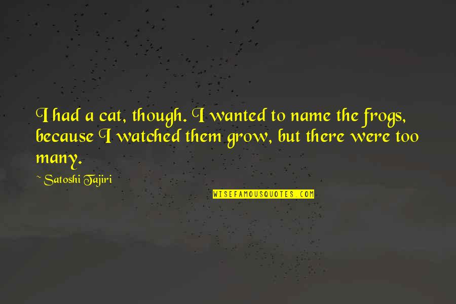 Frogs Quotes By Satoshi Tajiri: I had a cat, though. I wanted to Frogs Quotes By Satoshi Tajiri: I had a cat, though. I wanted to