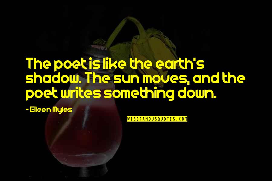 Frohberg Jona Quotes By Eileen Myles: The poet is like the earth's shadow. The Frohberg Jona Quotes By Eileen Myles: The poet is like the earth's shadow. The