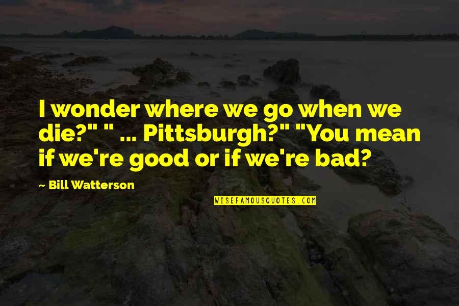 Frohlich In German Quotes By Bill Watterson: I wonder where we go when we die?"