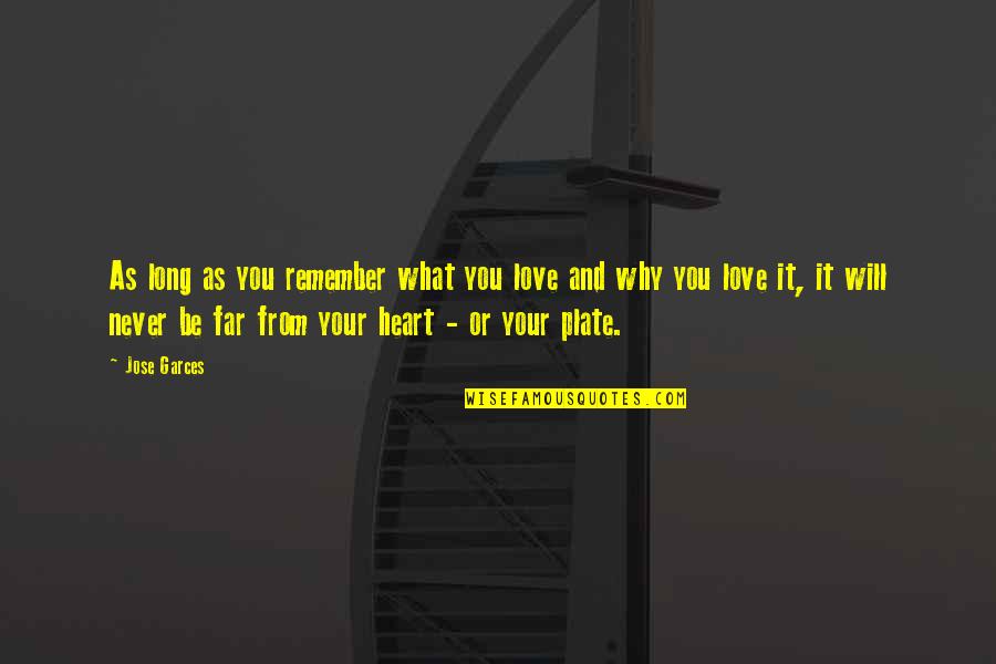 From Far From Why Quotes By Jose Garces: As long as you remember what you love