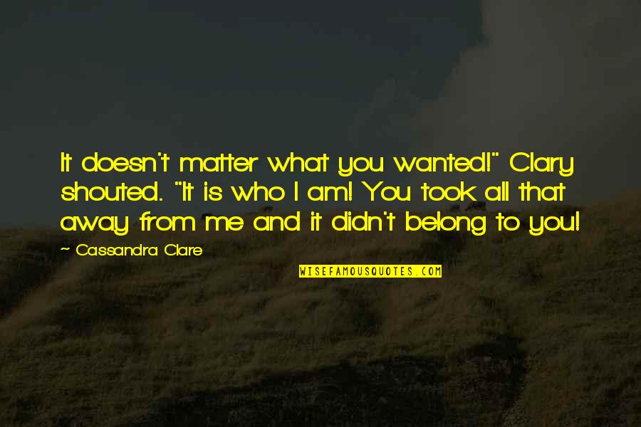 From Me To You Quotes By Cassandra Clare: It doesn't matter what you wanted!" Clary shouted.