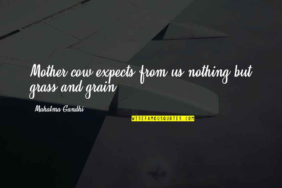 From Mother Quotes By Mahatma Gandhi: Mother cow expects from us nothing but grass From Mother Quotes By Mahatma Gandhi: Mother cow expects from us nothing but grass