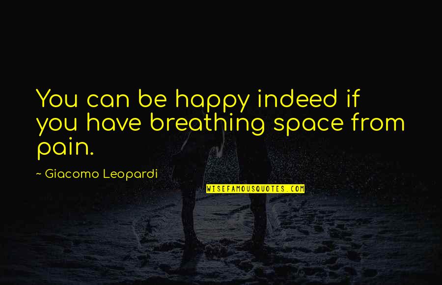 From Pain Quotes By Giacomo Leopardi: You can be happy indeed if you have From Pain Quotes By Giacomo Leopardi: You can be happy indeed if you have