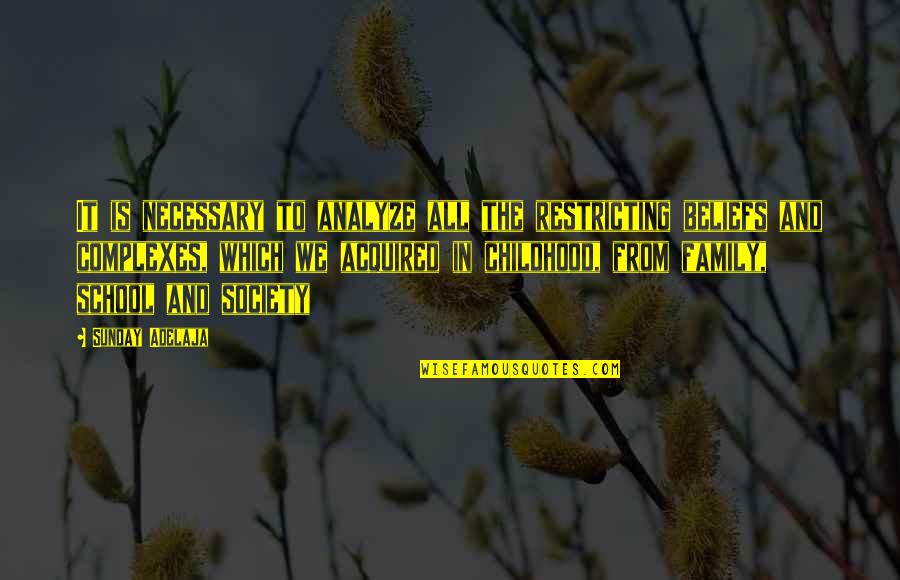 From School Quotes By Sunday Adelaja: It is necessary to analyze all the restricting