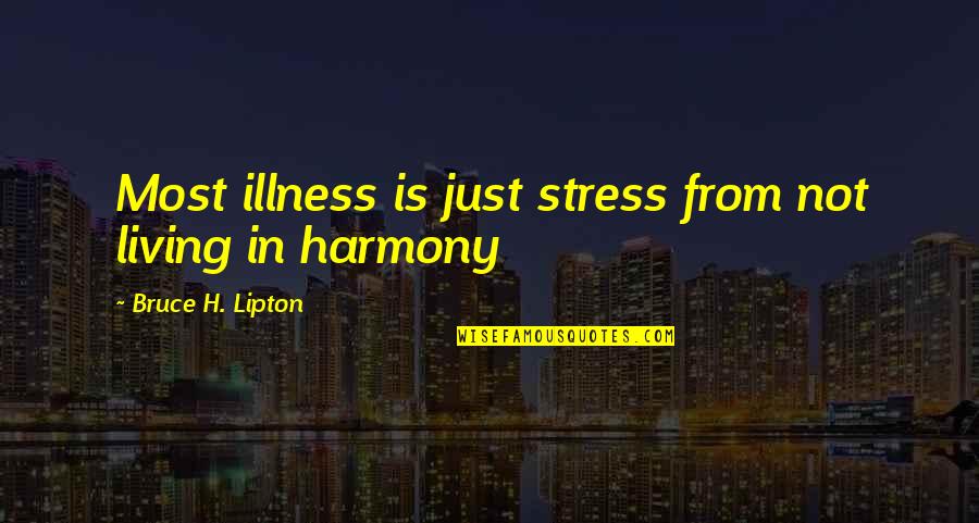 From Stress Quotes By Bruce H. Lipton: Most illness is just stress from not living