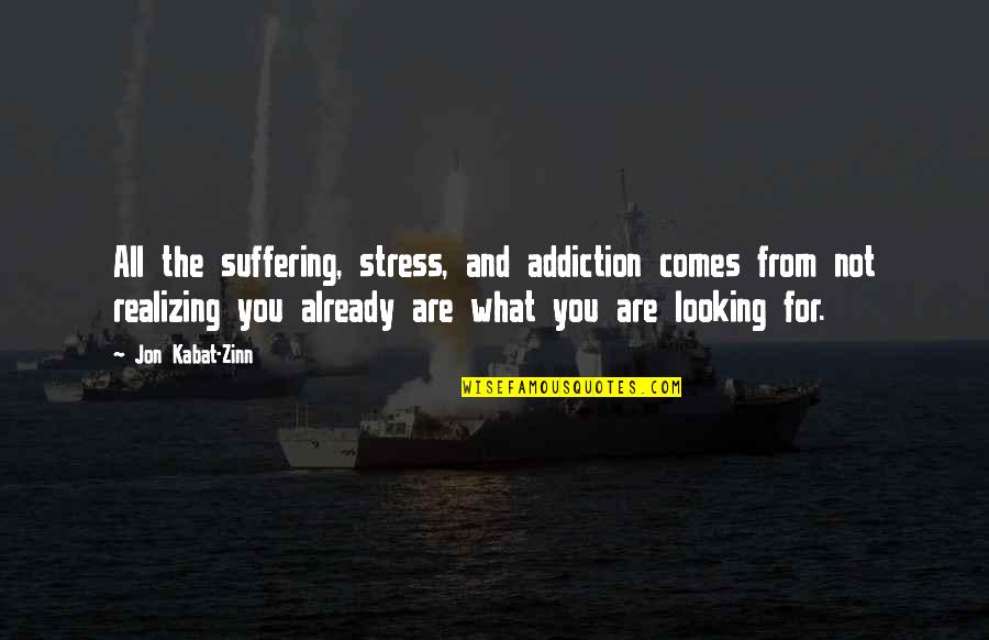 From Stress Quotes By Jon Kabat-Zinn: All the suffering, stress, and addiction comes from