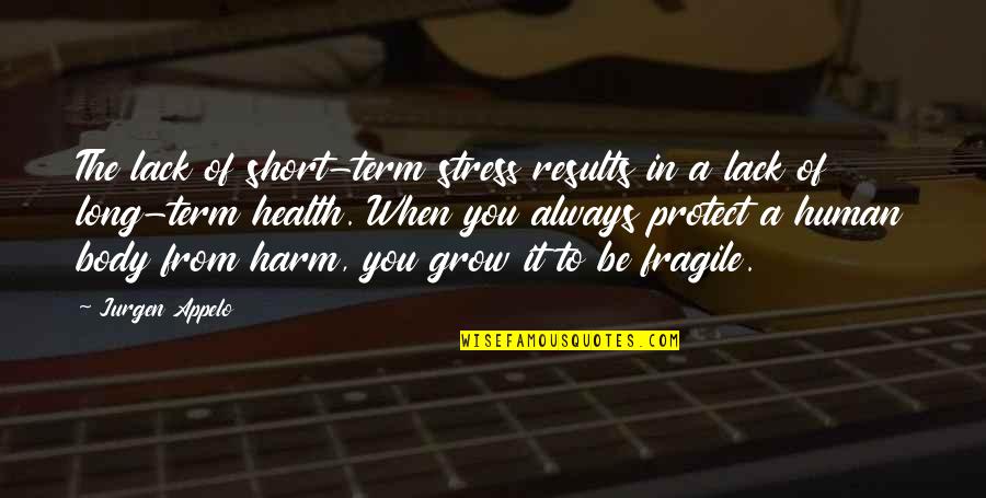 From Stress Quotes By Jurgen Appelo: The lack of short-term stress results in a