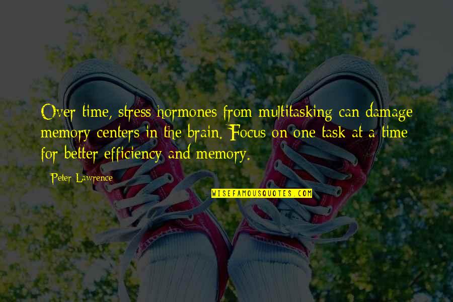 From Stress Quotes By Peter Lawrence: Over time, stress hormones from multitasking can damage