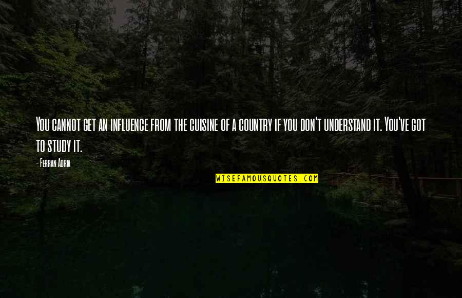 From The Country Quotes By Ferran Adria: You cannot get an influence from the cuisine From The Country Quotes By Ferran Adria: You cannot get an influence from the cuisine