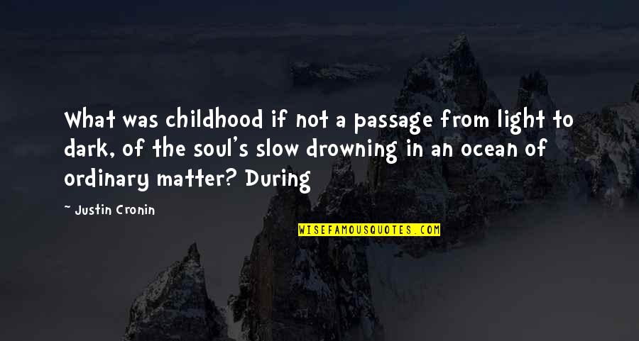 From The Dark Quotes By Justin Cronin: What was childhood if not a passage from
