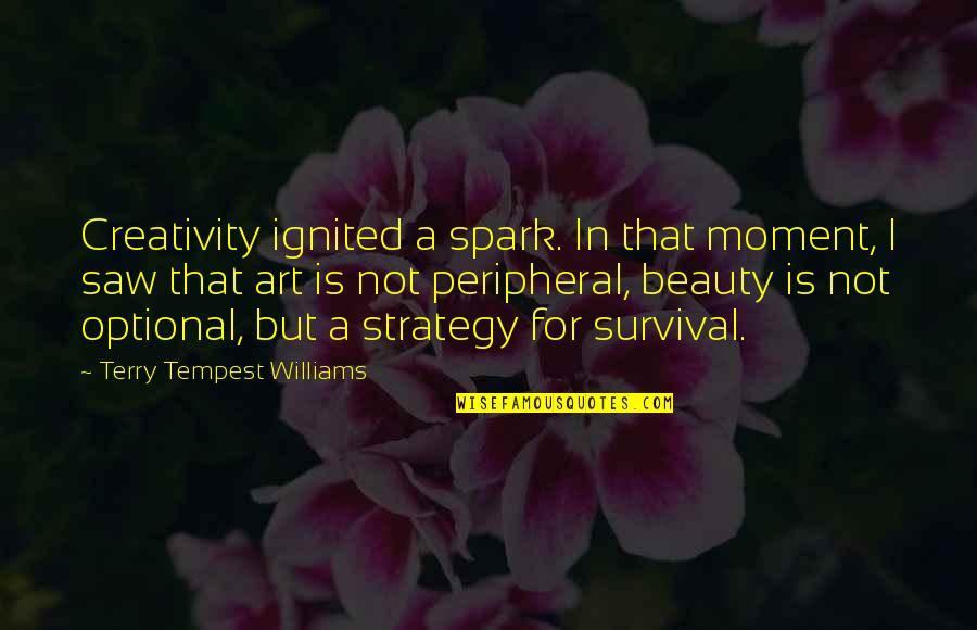 From The Moment I Saw You Quotes By Terry Tempest Williams: Creativity ignited a spark. In that moment, I From The Moment I Saw You Quotes By Terry Tempest Williams: Creativity ignited a spark. In that moment, I