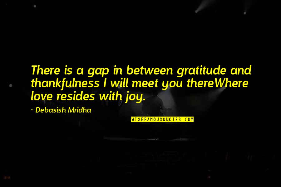 From The Shepherd In Love Quotes By Debasish Mridha: There is a gap in between gratitude and