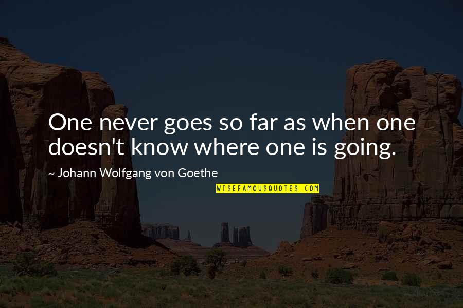 Fronia Kohnke Quotes By Johann Wolfgang Von Goethe: One never goes so far as when one