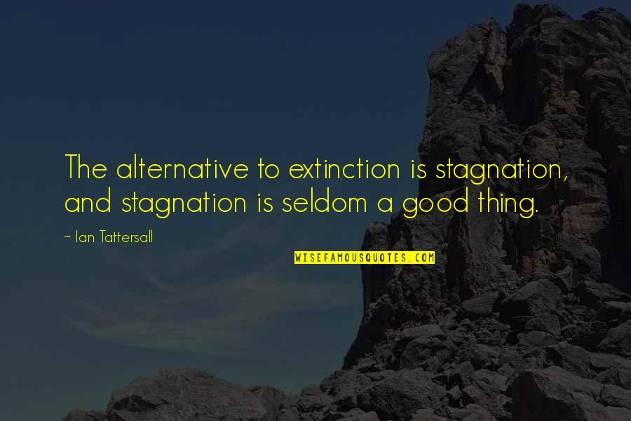 Front Porches Quotes By Ian Tattersall: The alternative to extinction is stagnation, and stagnation