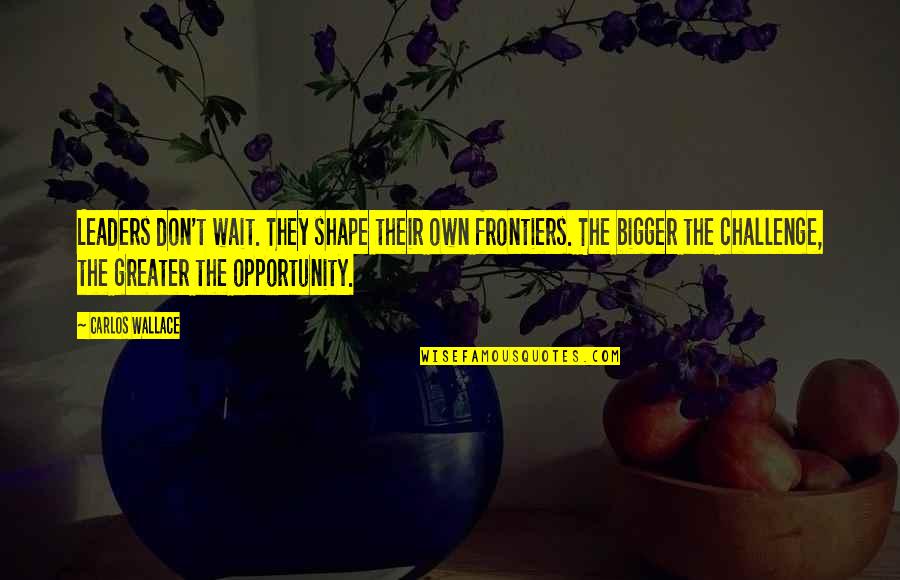 Frontiers Quotes By Carlos Wallace: Leaders don't wait. They shape their own frontiers. Frontiers Quotes By Carlos Wallace: Leaders don't wait. They shape their own frontiers.