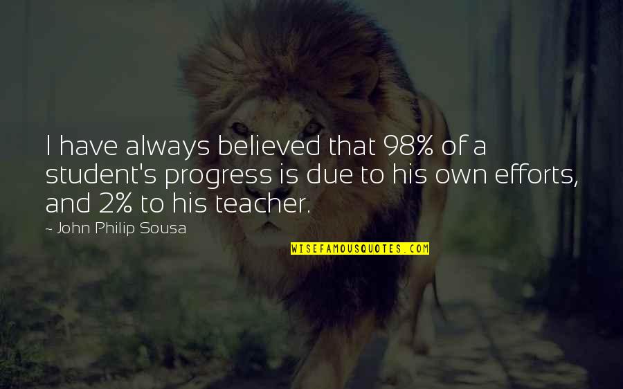 Fronzilla Inspirational Quotes By John Philip Sousa: I have always believed that 98% of a