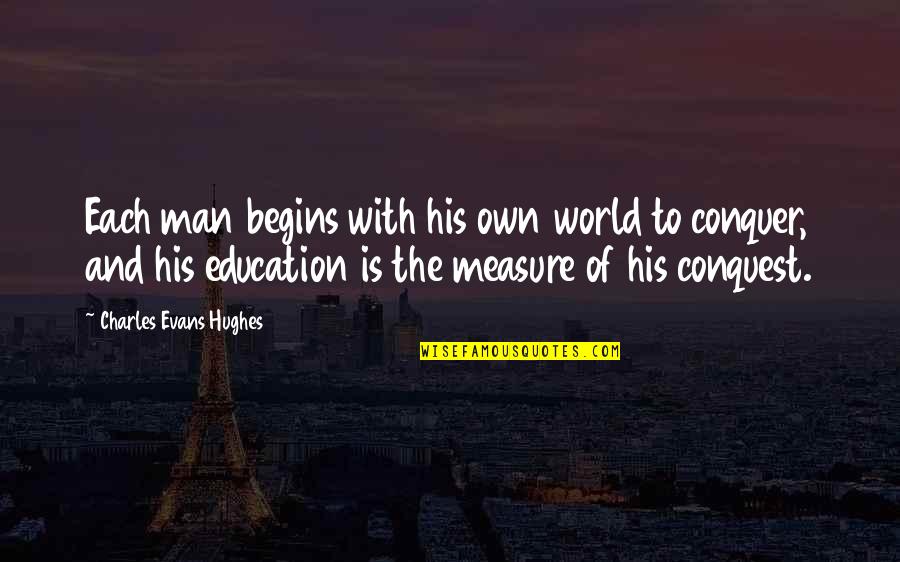 Frosty Movie Quotes By Charles Evans Hughes: Each man begins with his own world to