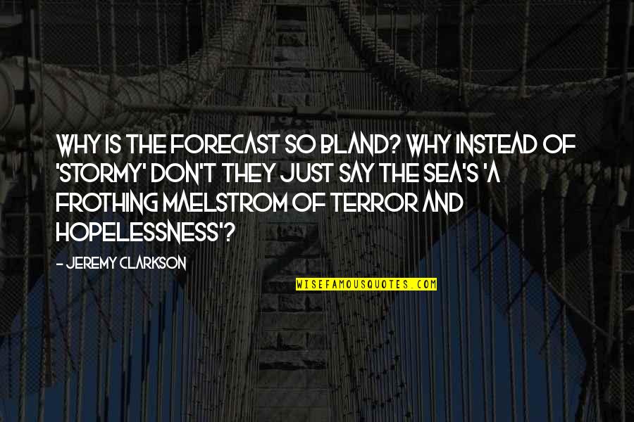 Frothing Quotes By Jeremy Clarkson: Why is the forecast so bland? Why instead