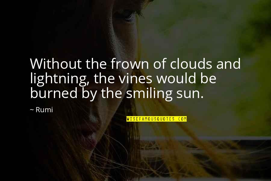 Frown Quotes By Rumi: Without the frown of clouds and lightning, the