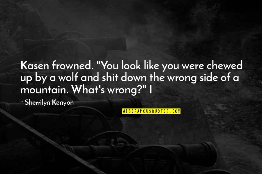 Frowned Quotes By Sherrilyn Kenyon: Kasen frowned. "You look like you were chewed