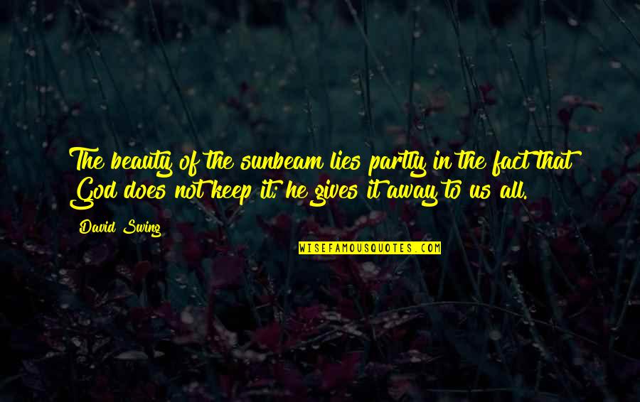 Froylan Turcios Quotes By David Swing: The beauty of the sunbeam lies partly in