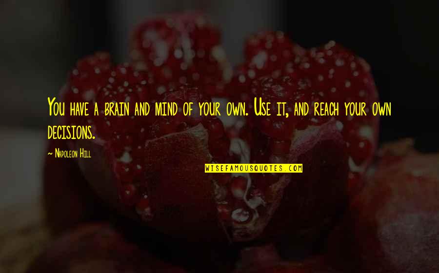 Frozen Anna Funny Quotes By Napoleon Hill: You have a brain and mind of your