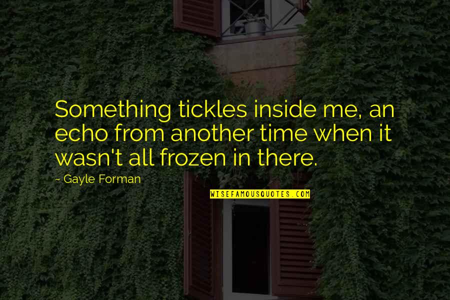 Frozen In Time Quotes By Gayle Forman: Something tickles inside me, an echo from another