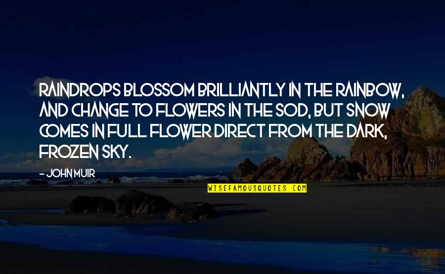 Frozen Quotes By John Muir: Raindrops blossom brilliantly in the rainbow, and change