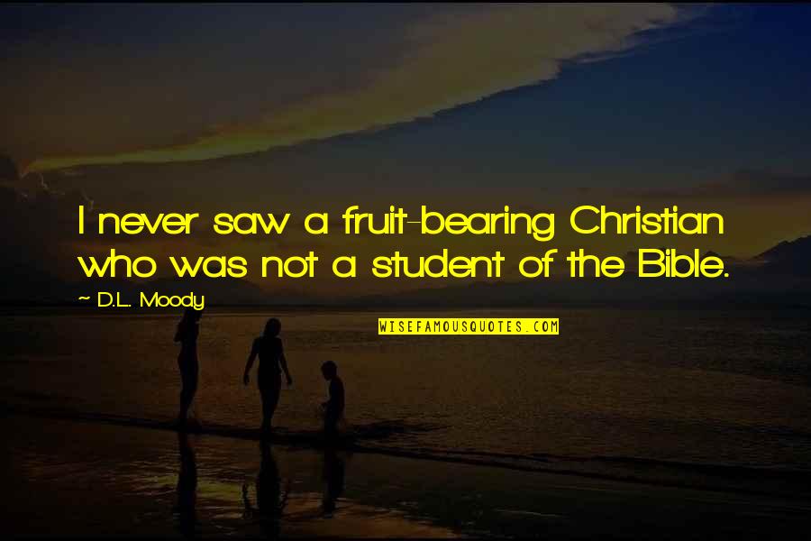 Fruit Bible Quotes By D.L. Moody: I never saw a fruit-bearing Christian who was