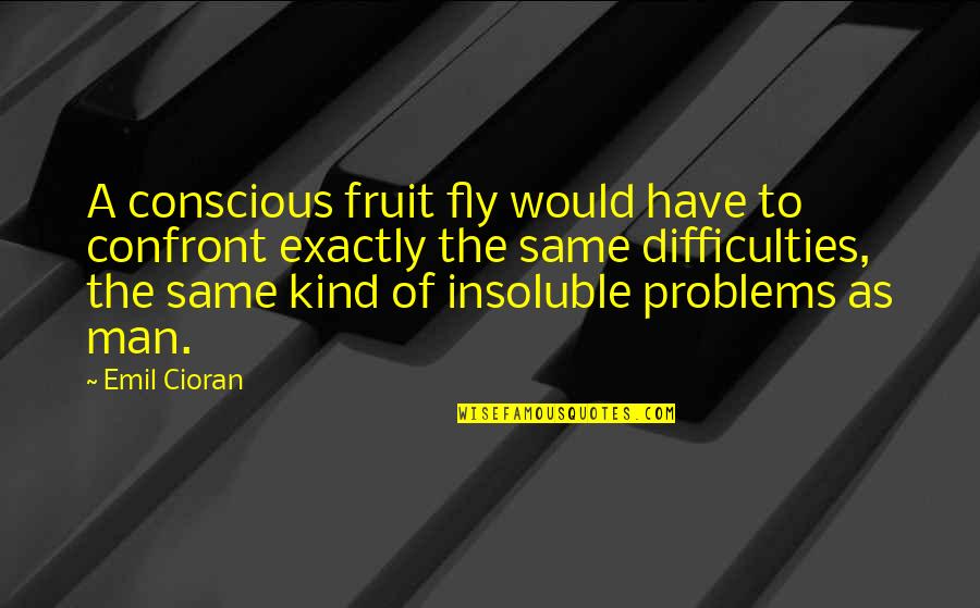 Fruit Fly Quotes By Emil Cioran: A conscious fruit fly would have to confront Fruit Fly Quotes By Emil Cioran: A conscious fruit fly would have to confront
