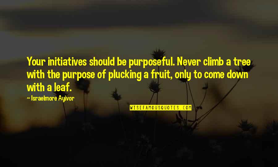 Fruit For Thought Quotes By Israelmore Ayivor: Your initiatives should be purposeful. Never climb a Fruit For Thought Quotes By Israelmore Ayivor: Your initiatives should be purposeful. Never climb a