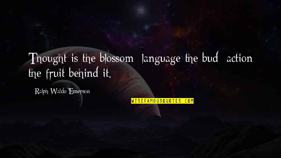 Fruit For Thought Quotes By Ralph Waldo Emerson: Thought is the blossom; language the bud; action Fruit For Thought Quotes By Ralph Waldo Emerson: Thought is the blossom; language the bud; action