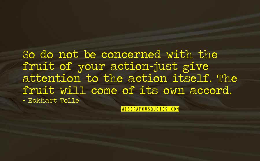 Fruit Inspirational Quotes By Eckhart Tolle: So do not be concerned with the fruit