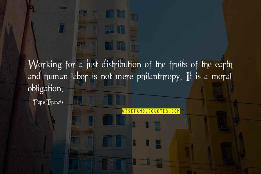 Fruit Of Your Labor Quotes By Pope Francis: Working for a just distribution of the fruits