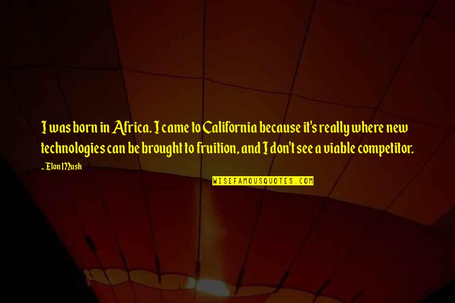 Fruition Quotes By Elon Musk: I was born in Africa. I came to
