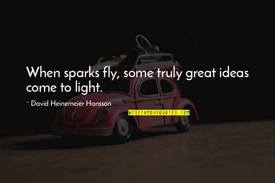 Fruitionsgoldendoodles Quotes By David Heinemeier Hansson: When sparks fly, some truly great ideas come