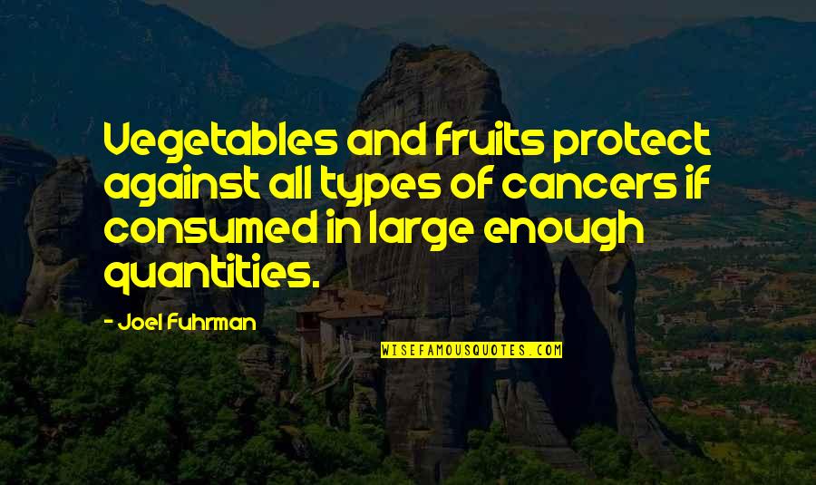 Fruits And Vegetables Quotes By Joel Fuhrman: Vegetables and fruits protect against all types of Fruits And Vegetables Quotes By Joel Fuhrman: Vegetables and fruits protect against all types of