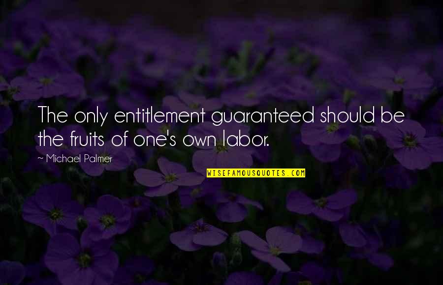 Fruits Of Labor Quotes By Michael Palmer: The only entitlement guaranteed should be the fruits