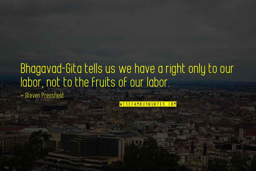 Fruits Of Your Labor Quotes By Steven Pressfield: Bhagavad-Gita tells us we have a right only