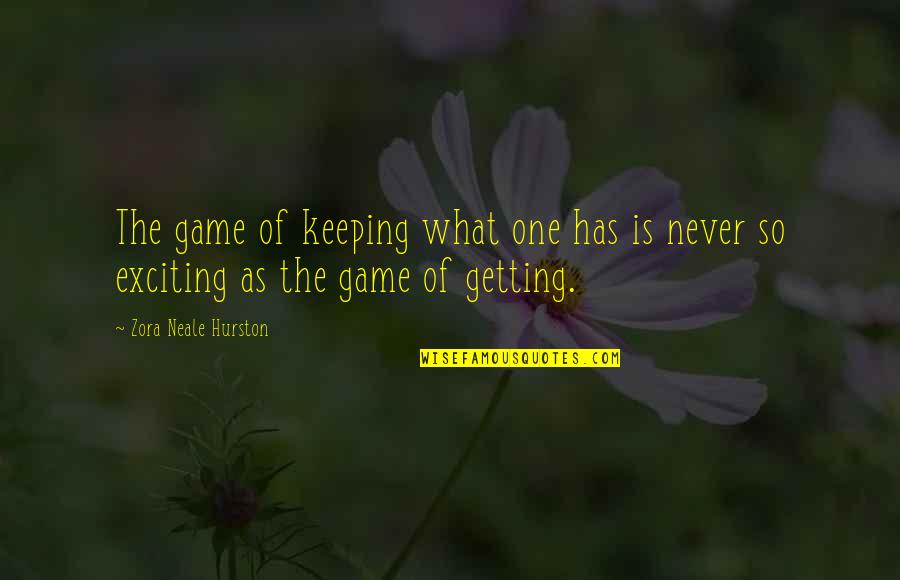Fruscella Basket Quotes By Zora Neale Hurston: The game of keeping what one has is
