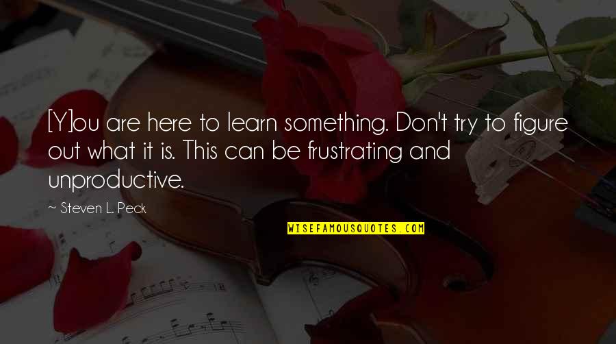 Frustrating Life Quotes By Steven L. Peck: [Y]ou are here to learn something. Don't try