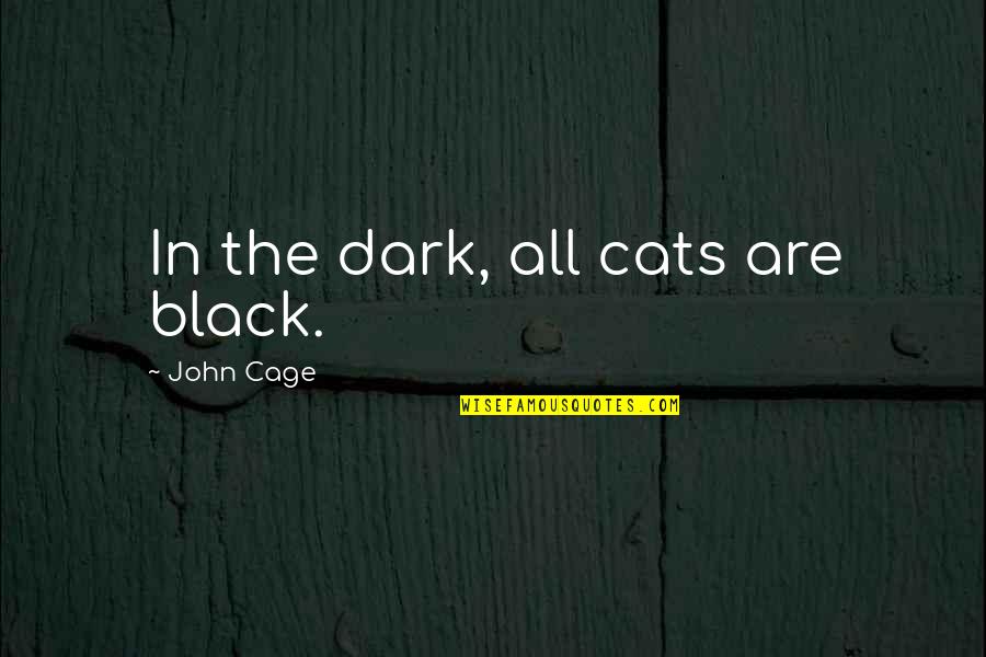 Frustration With Men Quotes By John Cage: In the dark, all cats are black.