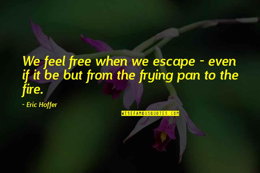 Frying Quotes By Eric Hoffer: We feel free when we escape - even