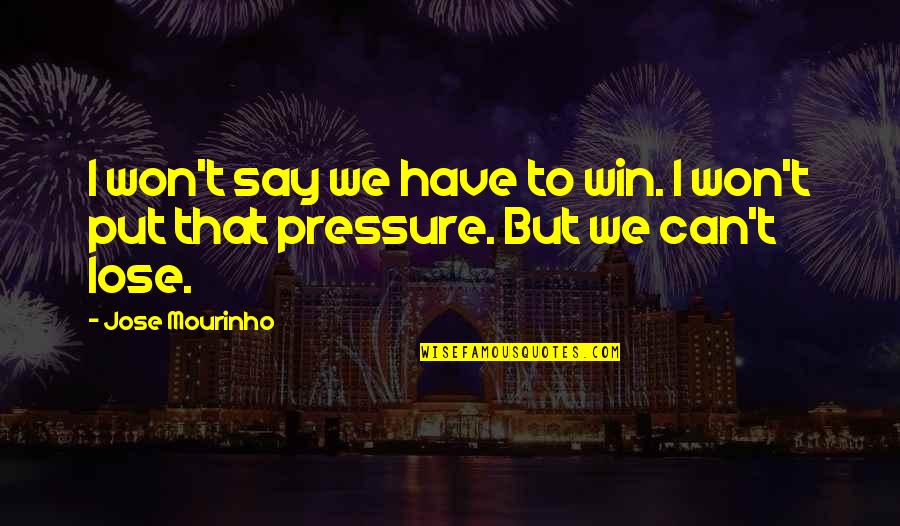 Fsmism Quotes By Jose Mourinho: I won't say we have to win. I