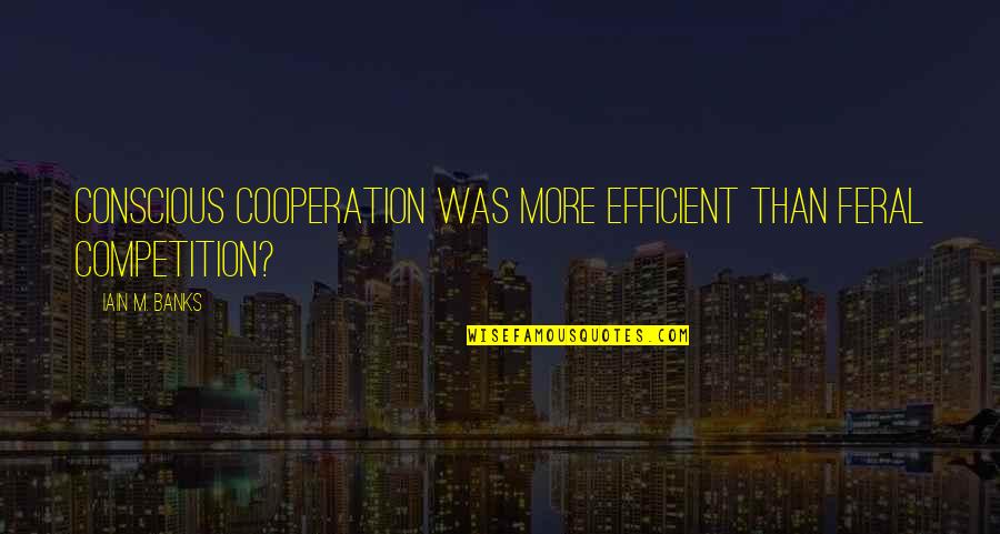 Fudgeraiser Quotes By Iain M. Banks: Conscious cooperation was more efficient than feral competition?