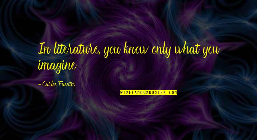 Fuentes Quotes By Carlos Fuentes: In literature, you know only what you imagine Fuentes Quotes By Carlos Fuentes: In literature, you know only what you imagine