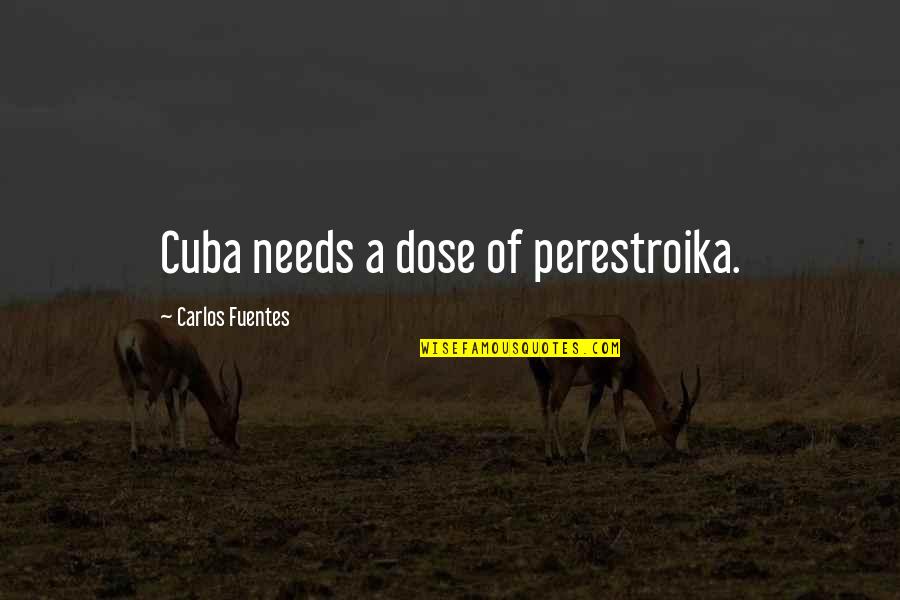 Fuentes Quotes By Carlos Fuentes: Cuba needs a dose of perestroika. Fuentes Quotes By Carlos Fuentes: Cuba needs a dose of perestroika.